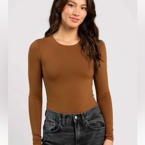 Nuuds Longsleeve Crewneck Bodysuit Brown Coffee XL